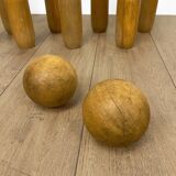 Jeu de 9 quilles en bois ancien