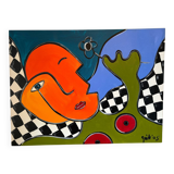 Portrait moderne et abstrait signé Quili