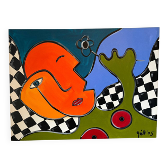 Modern and abstract portrait signed Quili
