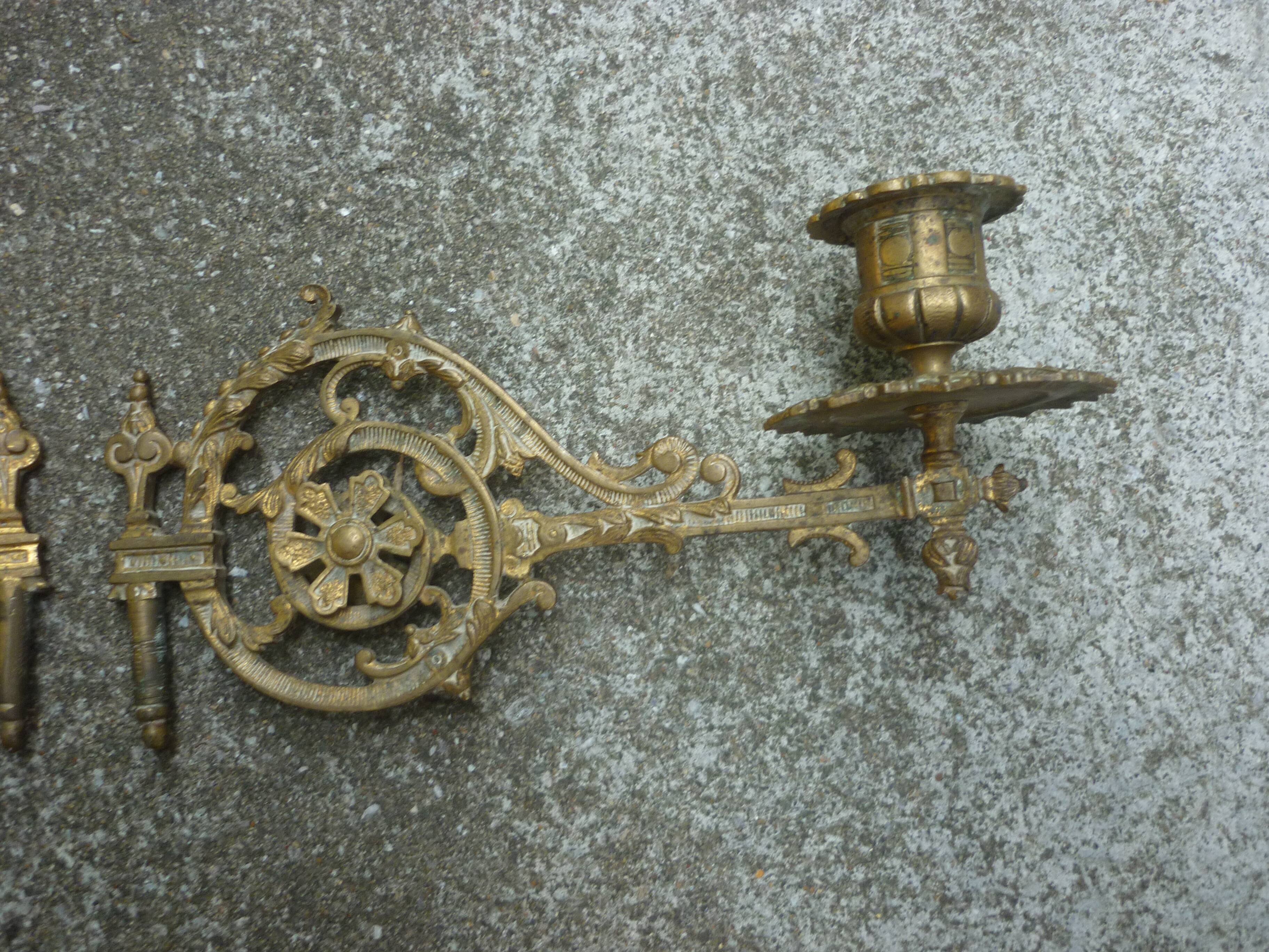 2 brass piano candlesticks