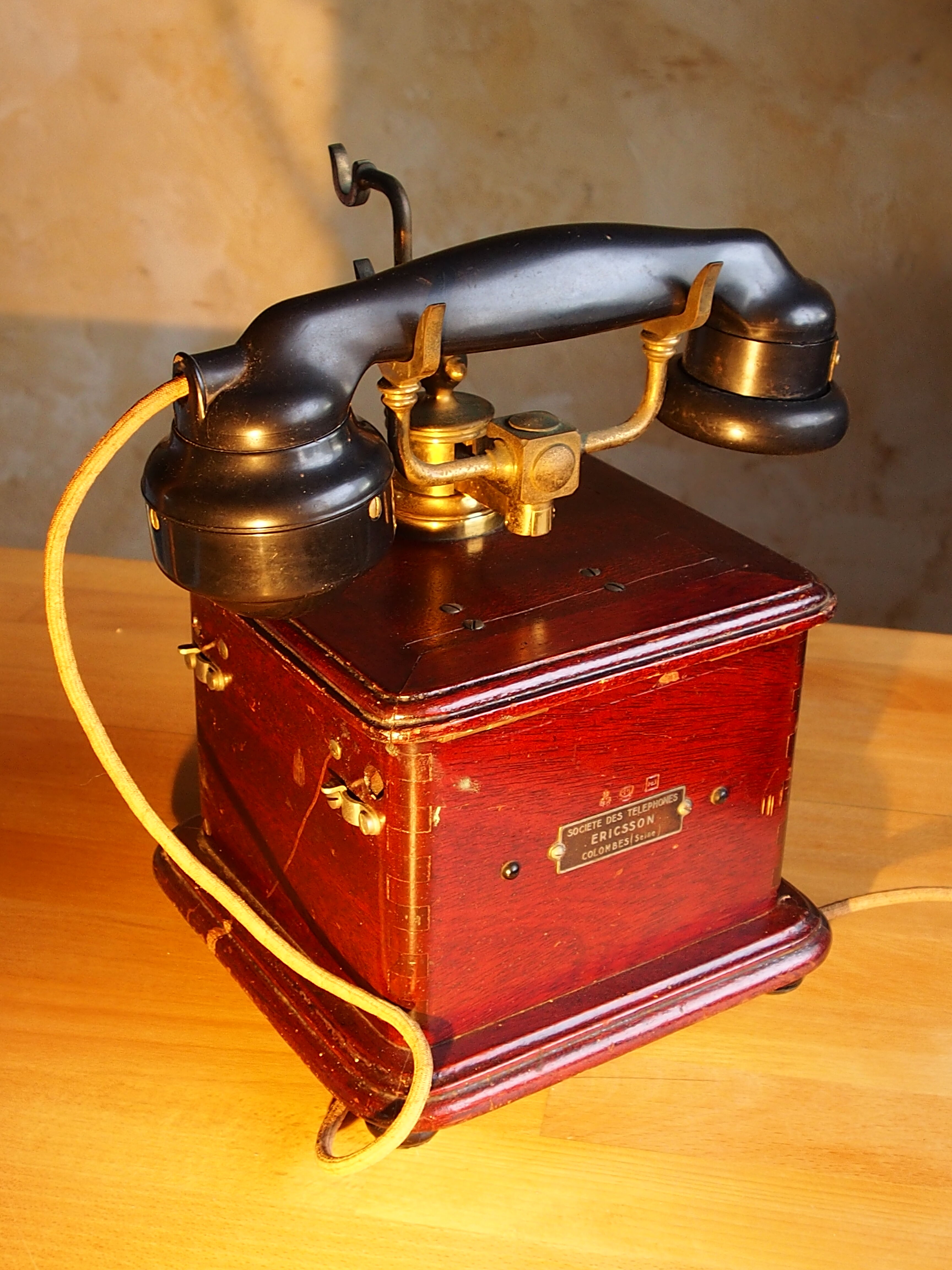 Ericsson antique telephone in wood and bakelite