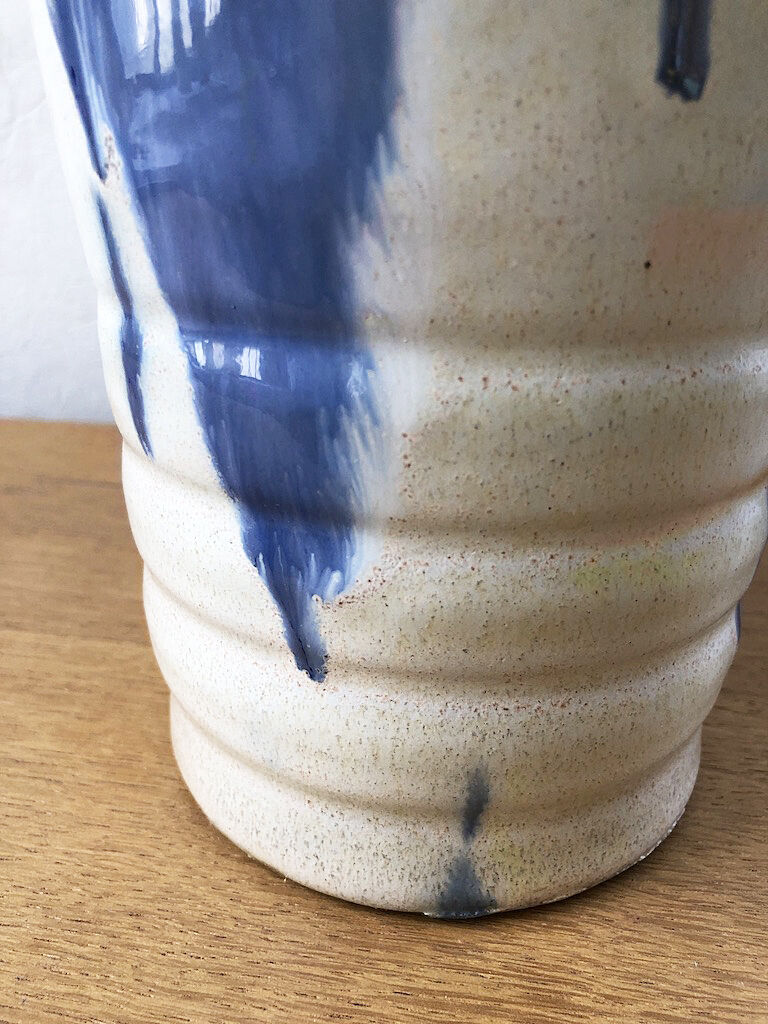 Blue and white enamel vase