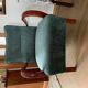 Art Deco green armchair in fabric and wood, 1920s, restored and reupholstered.