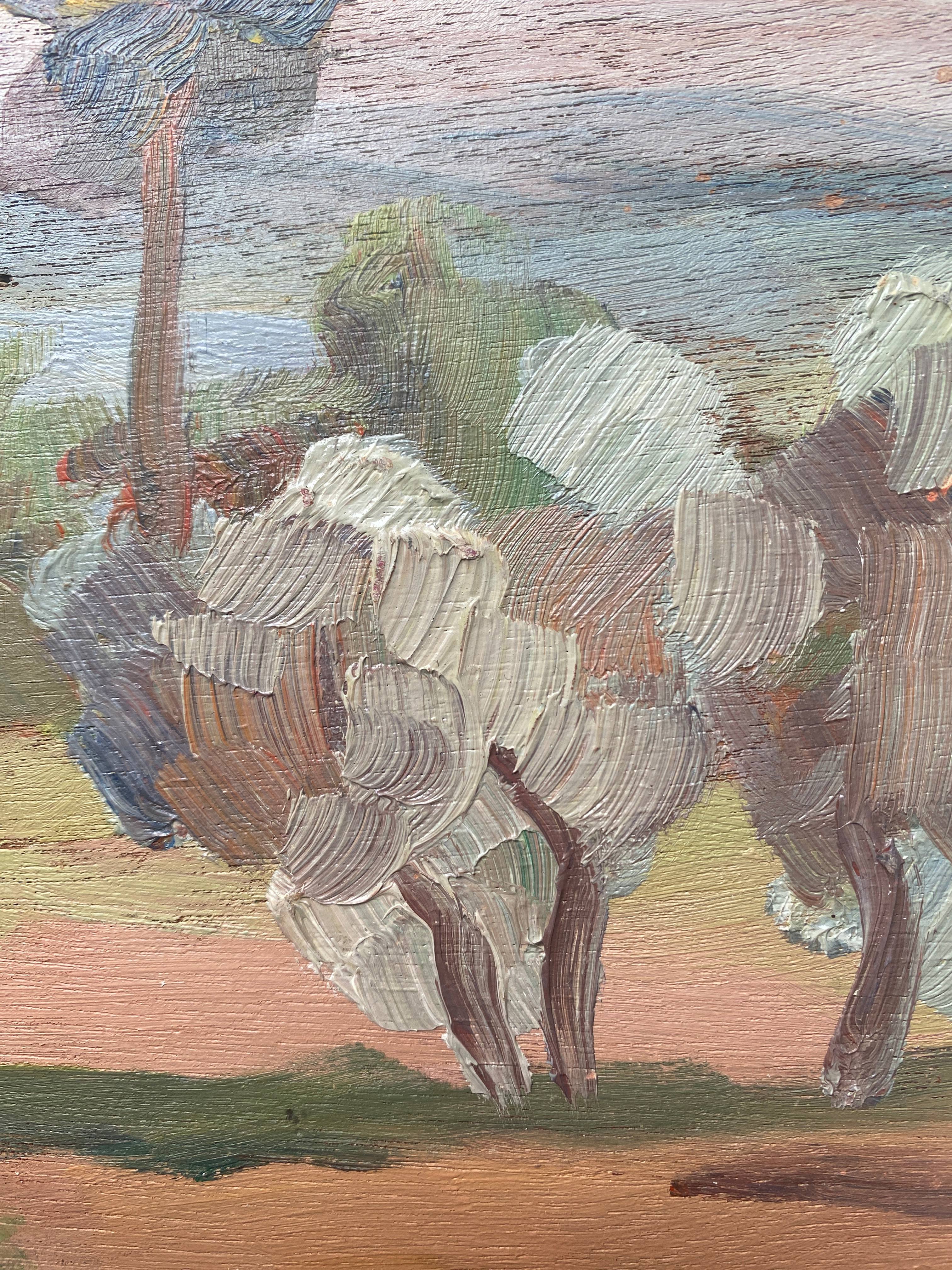 Painting bifacial view orientalist and mediterranean landscape signed mid-XX°