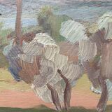 Painting bifacial view orientalist and mediterranean landscape signed mid-XX°