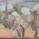 Painting bifacial view orientalist and mediterranean landscape signed mid-XX°