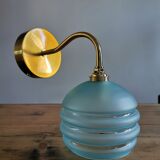 Applique globe vintage en verre dépoli bleu