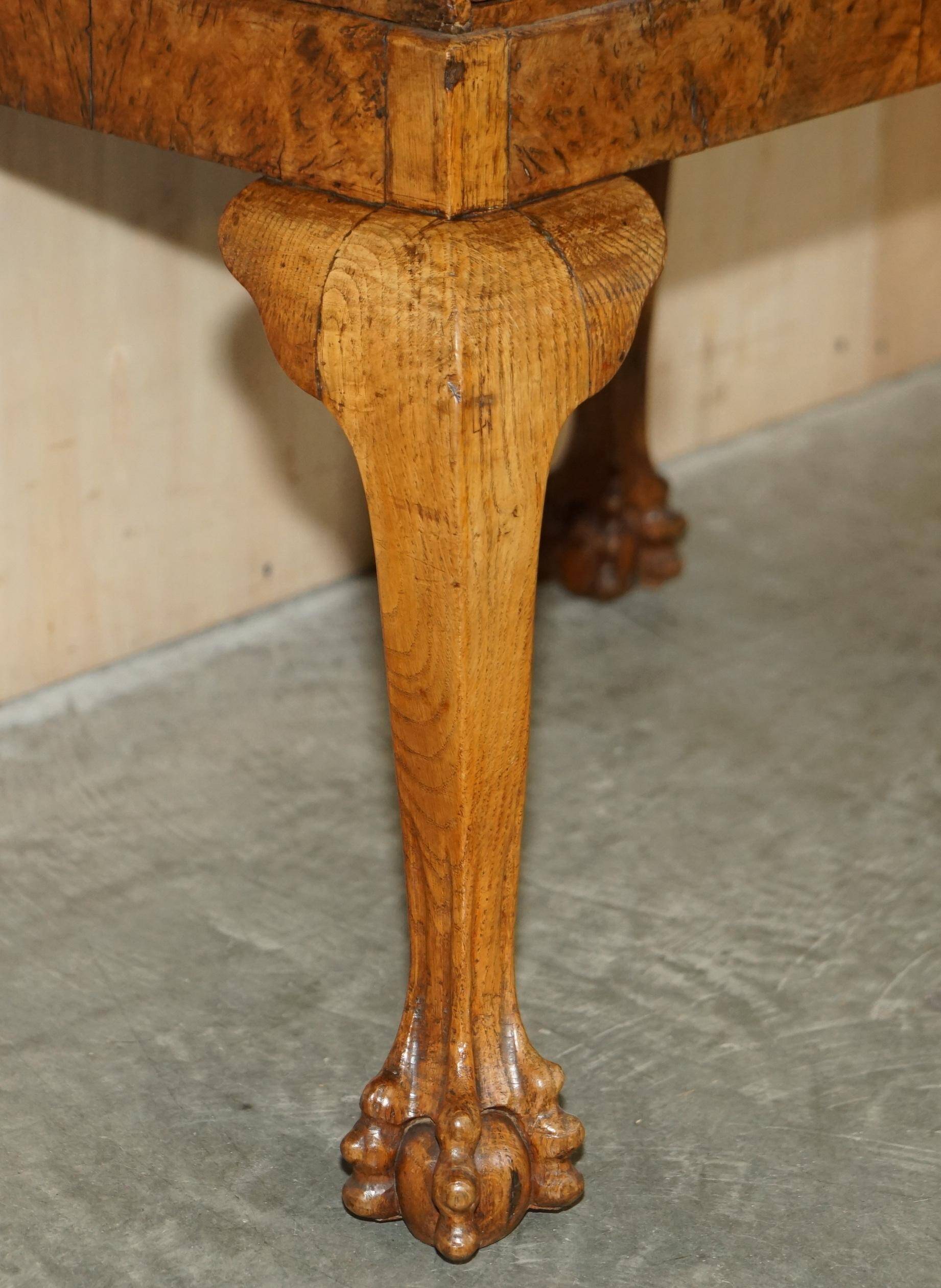 Writing desk in pollard oak from around 1800 with claw and ball carved legs.