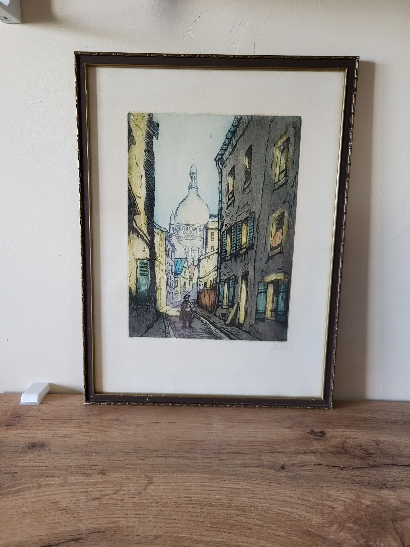 Lithograph Marcel Julien Baton/ Rue de Paris/ Sacré-Cœur /