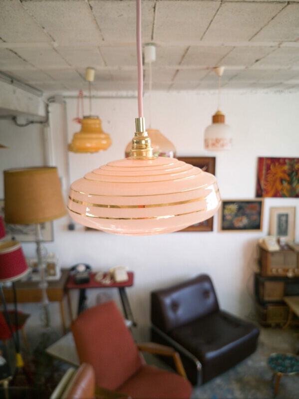 Pink and gold granite glass hanging