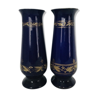 Pair of napoleon III blue vases