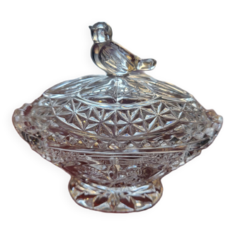 Crystal bird sugar bowl