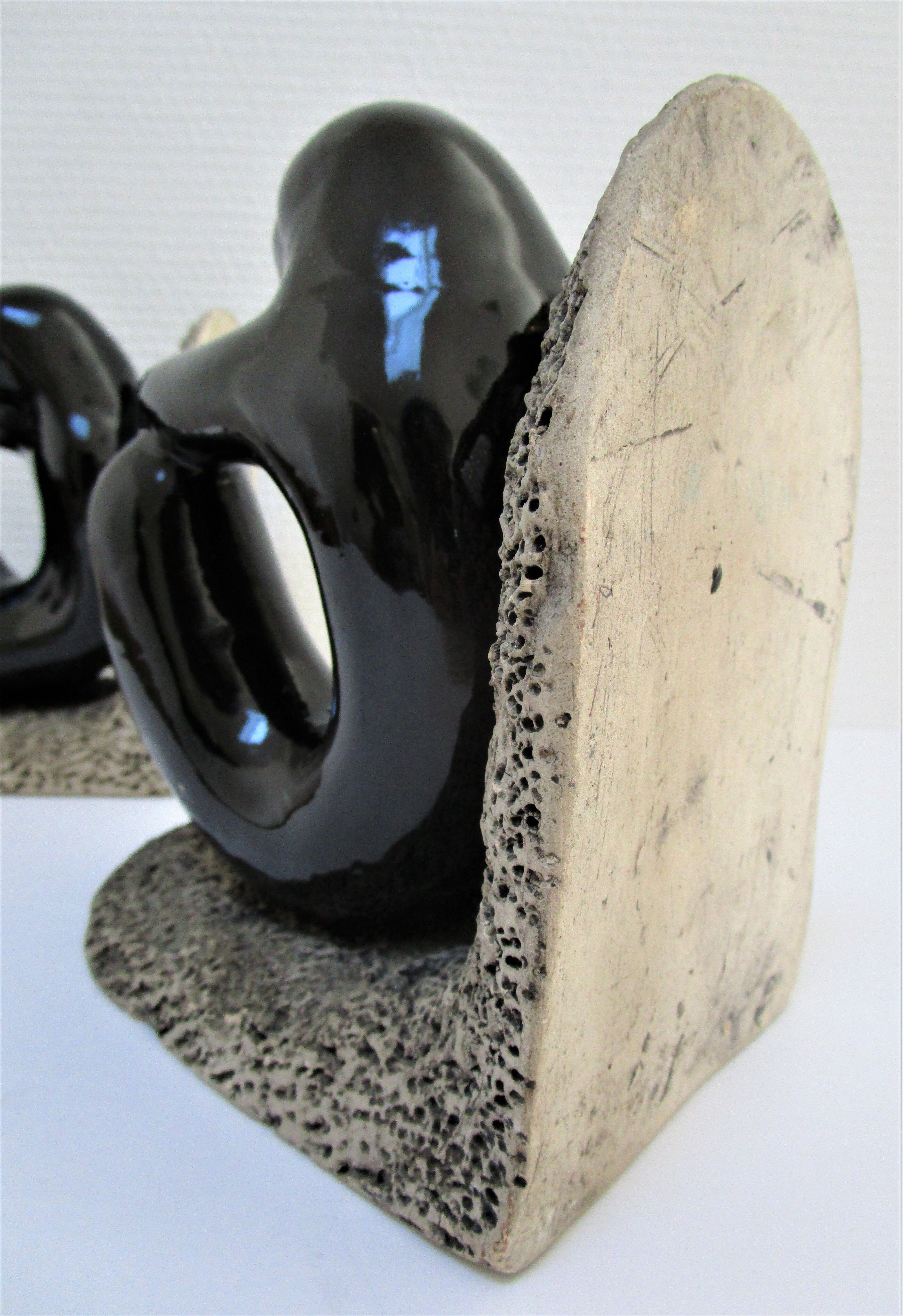 Pair of sculptural ceramic bookends design 70s