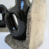 Pair of sculptural ceramic bookends design 70s
