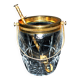 Vintage gold cut crystal ice bucket - ice cube pot + tongs CRISTAL AG
