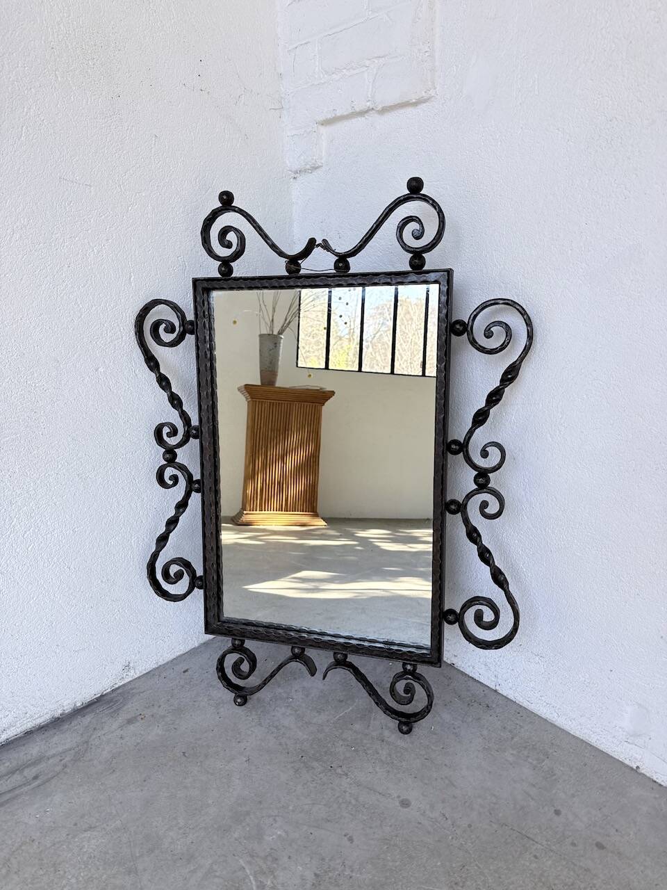 Brutalist wrought iron mirror 1940