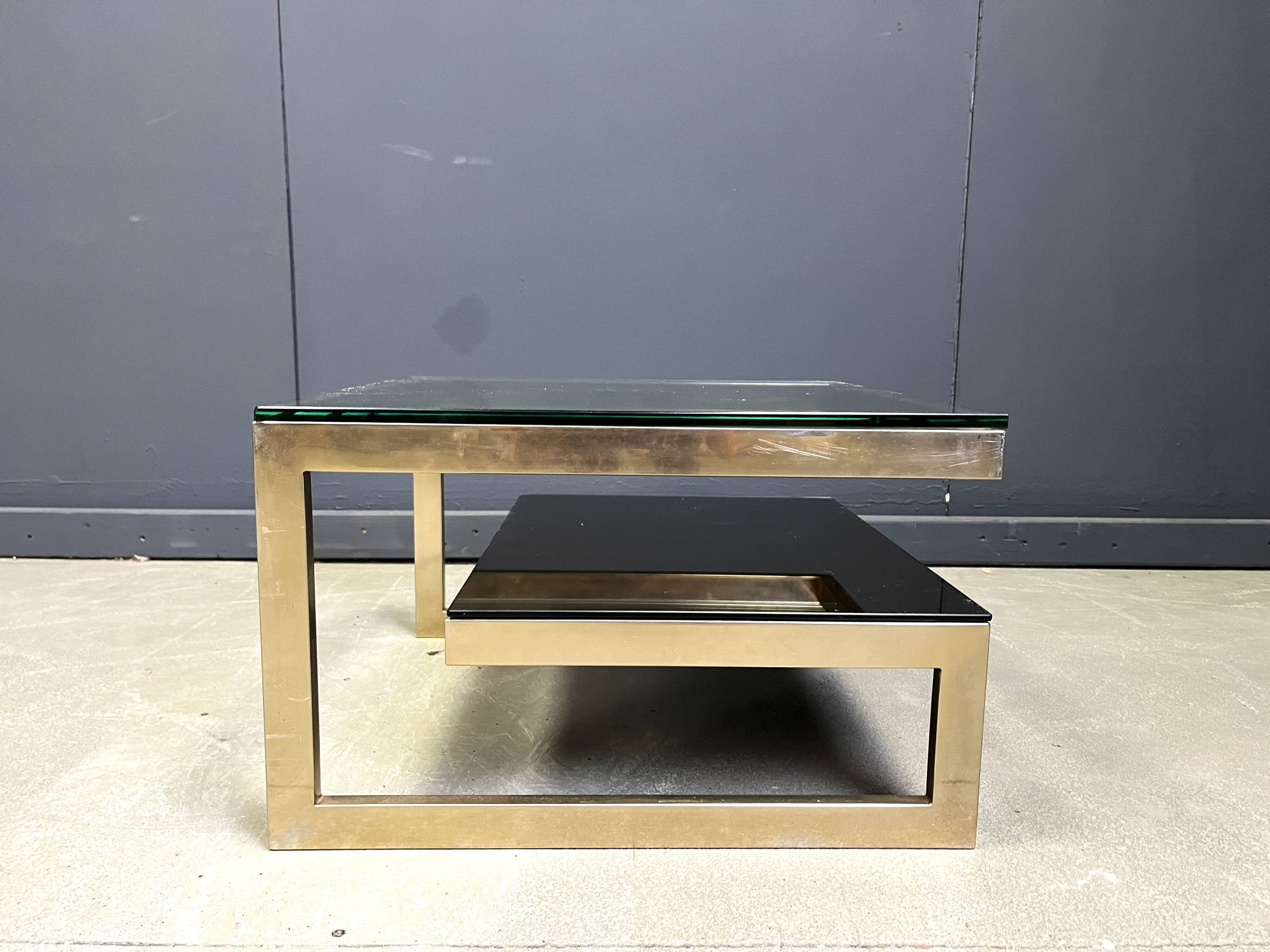 Vintage 23kt gold layered G shaped coffee table by Belgochrom, 1970s