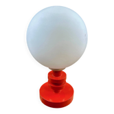 Vintage globe bedside lamp – red lacquered wooden base
