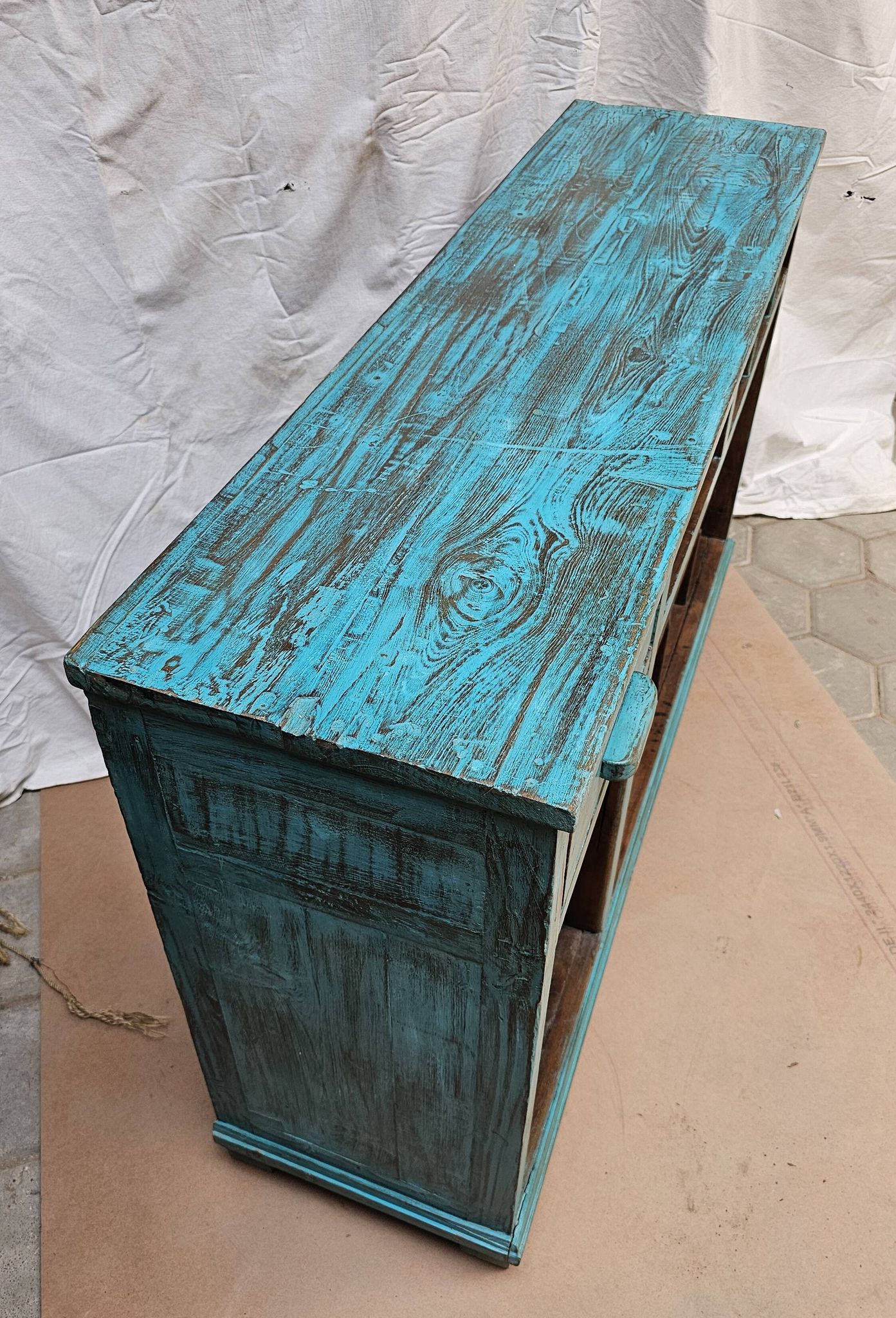 Old merchant's counter in Burmese teak.