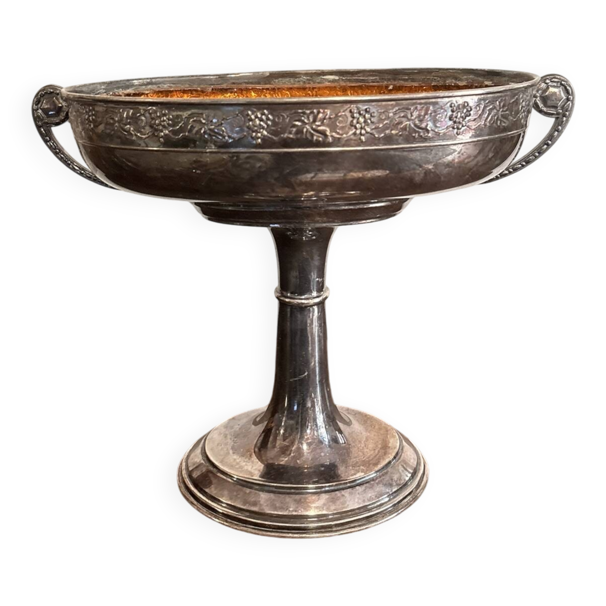 Antique Oval Basket Bowl Neo-Renaissance Silver-Plated Metal 19th Century