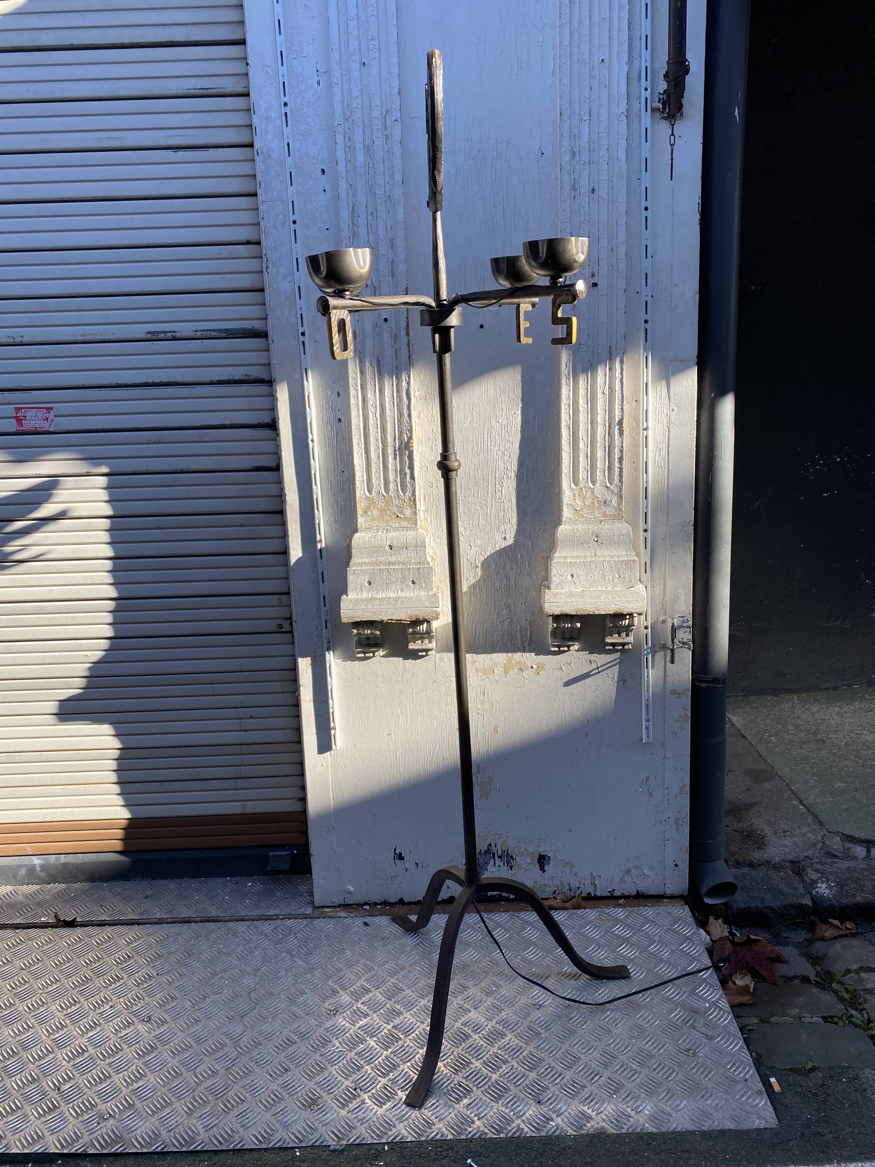 1950 wrought iron lamp Jean Touret