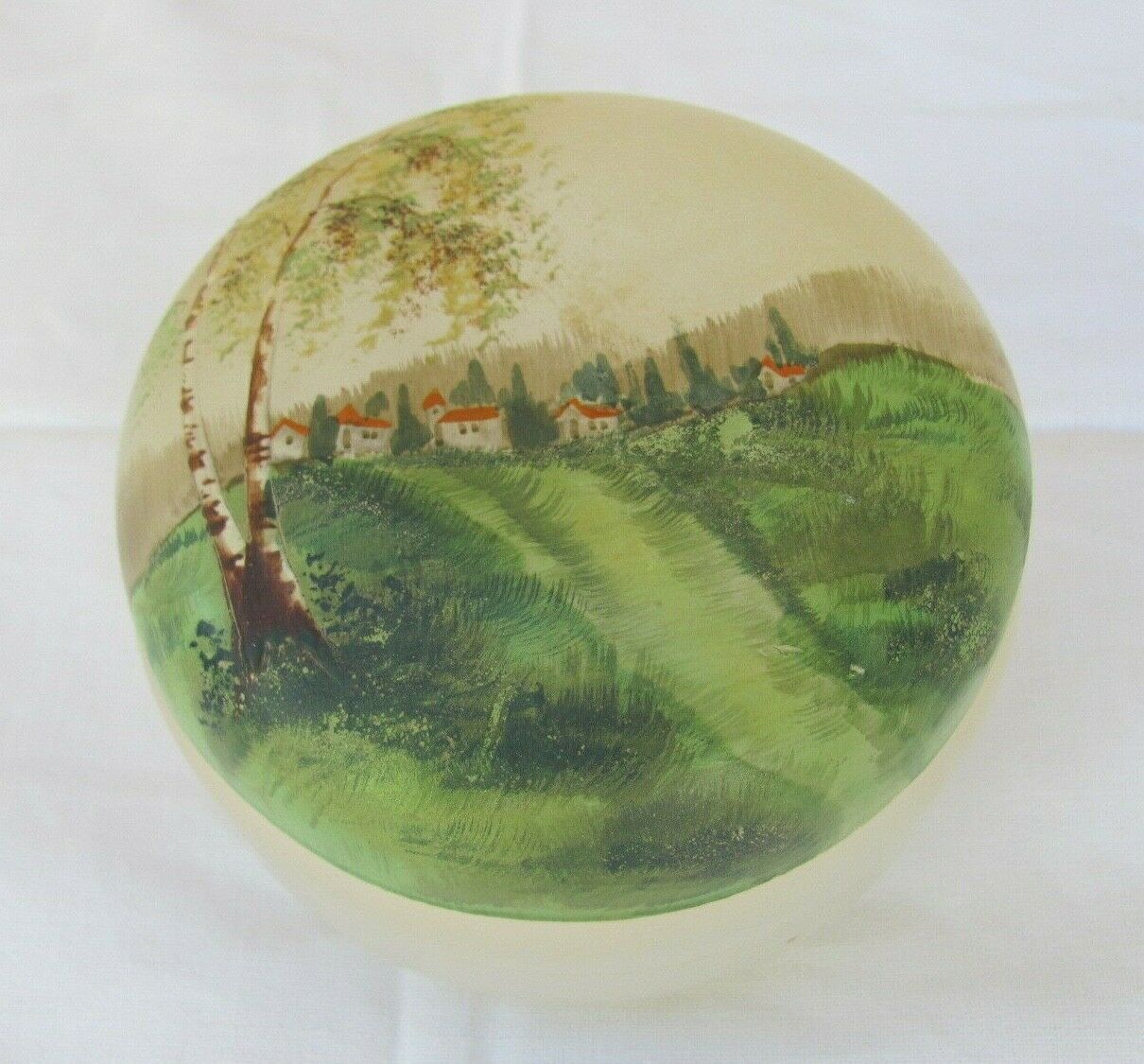 Glass box - painted lid - early 20th century