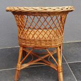 Vintage rattan wicker child's armchair