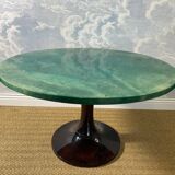 Rare coffee table! Green lounge table by Aldo Tura on a tulip base, Italy, 1950s.