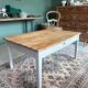 Coffee table with sandblasted top and painted legs.