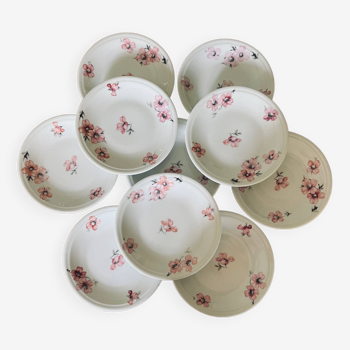 10 assiettes à dessert en porcelaine à motif floral