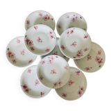 10 porcelain dessert plates with floral pattern