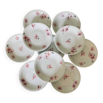 10 porcelain dessert plates with floral pattern