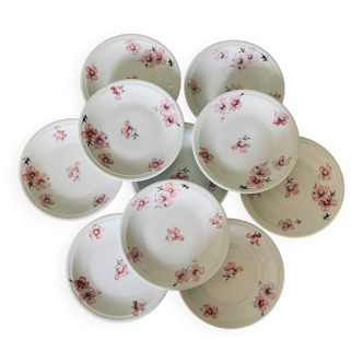10 assiettes à dessert en porcelaine à motif floral