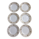 Set of 6 flat plates Salins model Simone beige with flowers.