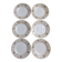 Set of 6 flat plates Salins model Simone beige with flowers.