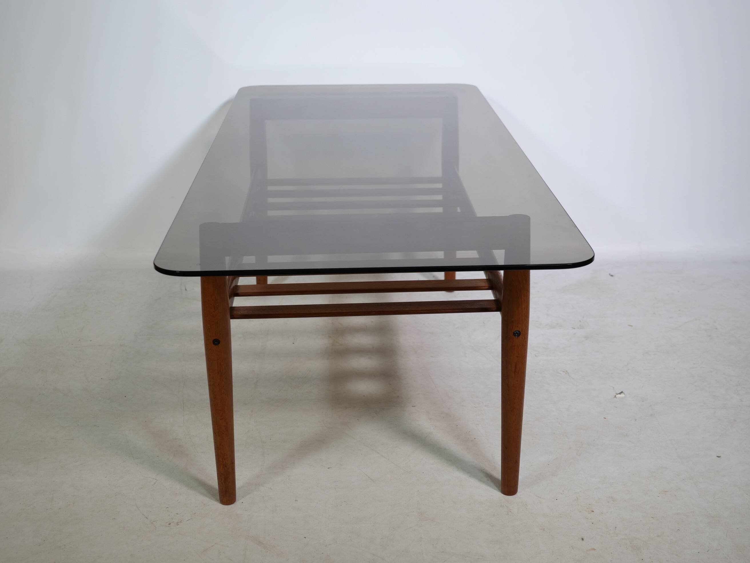 Mid-Century Design Teak Coffee Table with Smoked Glass by Möbel Mann, 1960s