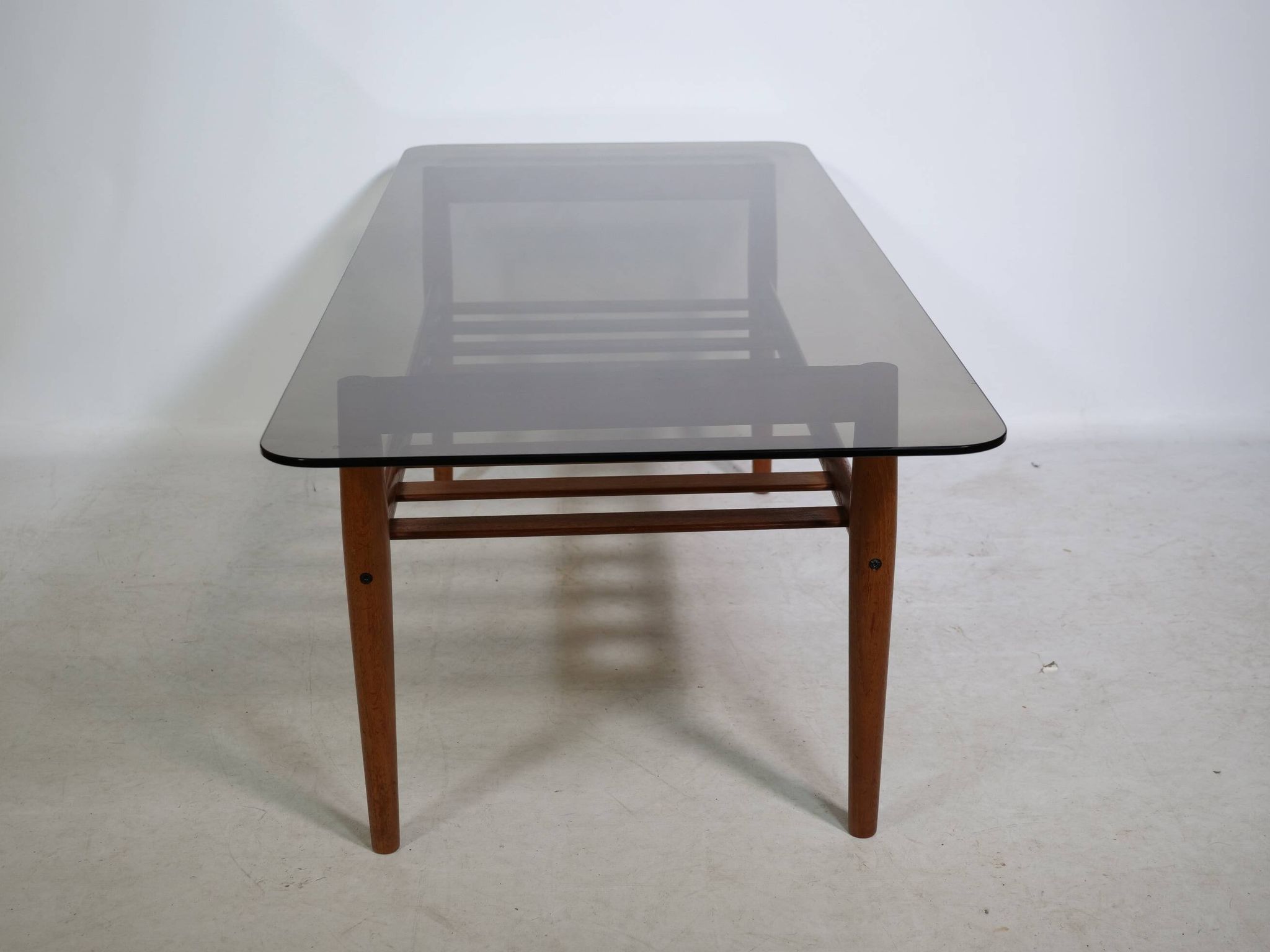 Mid-Century Design Teak Coffee Table with Smoked Glass by Möbel Mann, 1960s