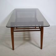Mid-Century Design Teak Coffee Table with Smoked Glass by Möbel Mann, 1960s
