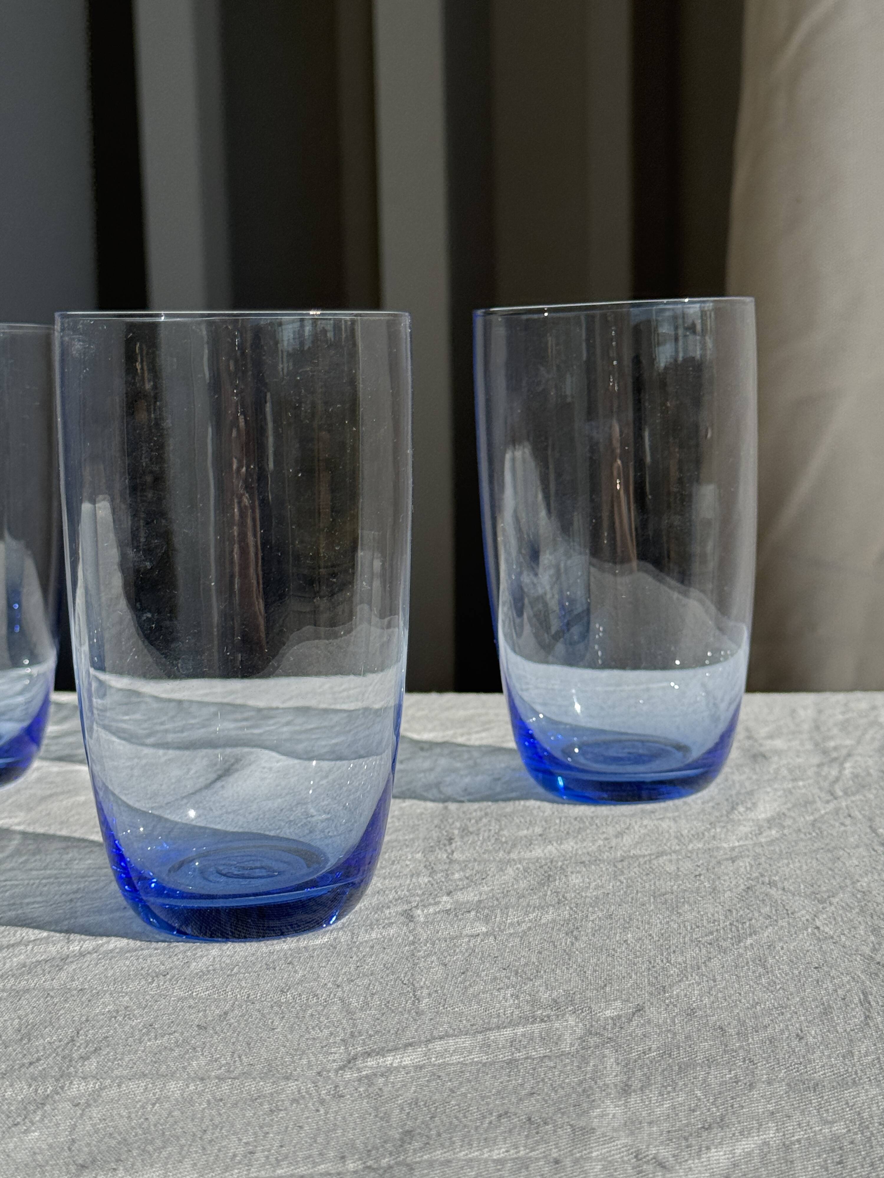 Set of 4 blue orangeade glasses H14