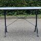Oval marble and black steel bistro table for 4 people 120cm