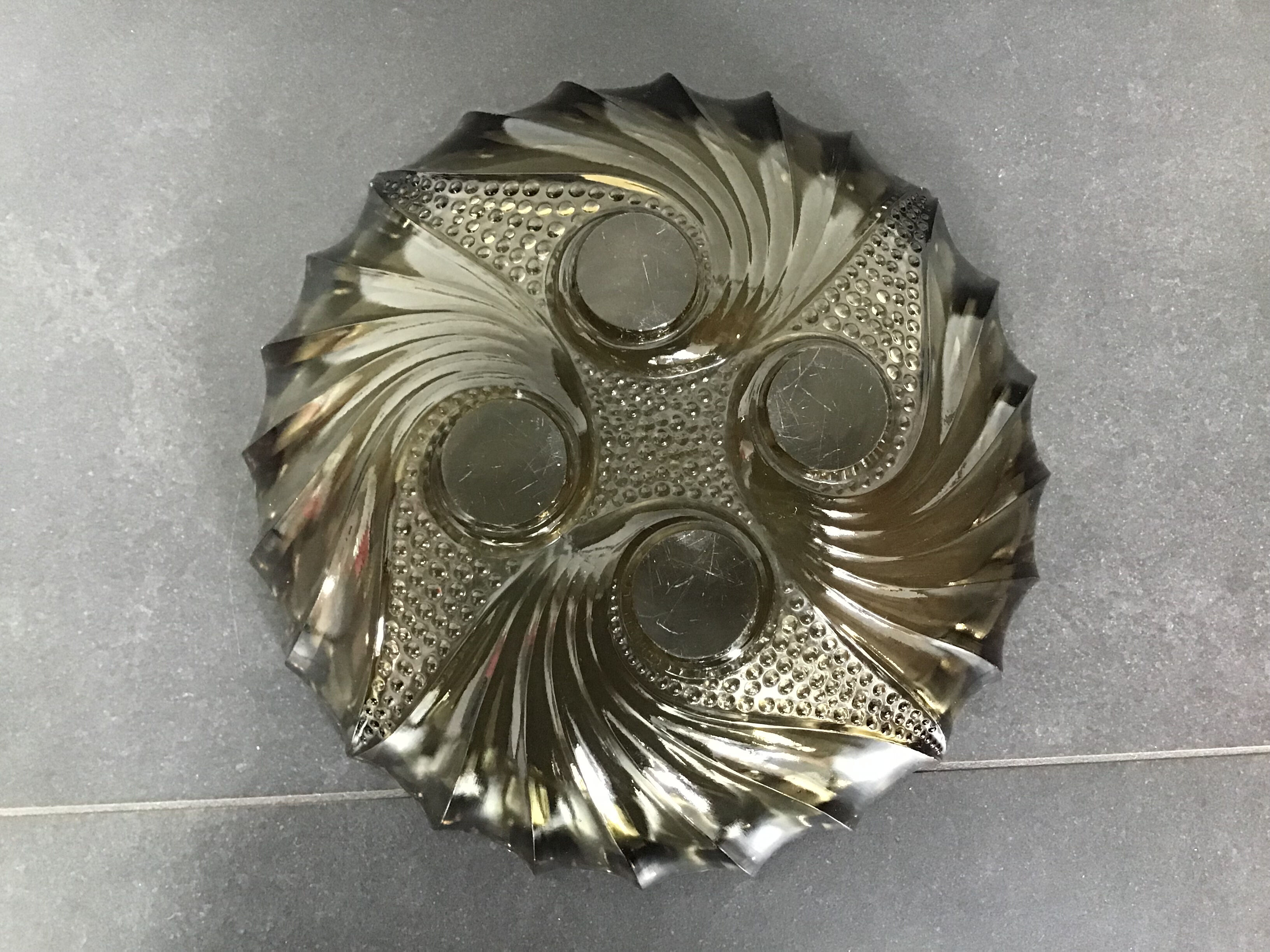 Cup, Art Deco salad bowl in smoked brown glass