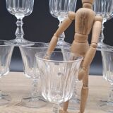 Set of 8 large Baccarat Lauzun crystal wine glasses