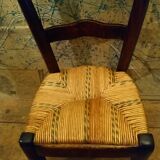 Children's straw chair and oak stool