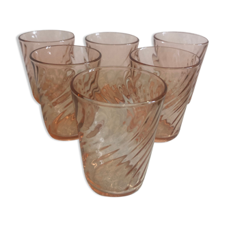 Set of 6 Arcoroc glasses from Luminarc rosaline model