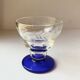 4 old liquor glasses, blue feet and engraved glass
