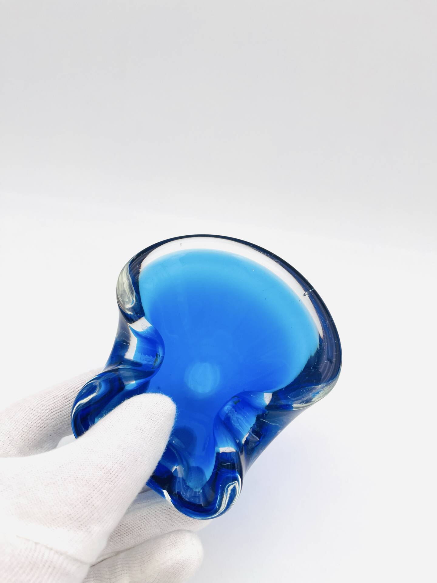 Vide-Poche Murano Sommerso Dégradé Bleu Polylobé 12cm 512g Design