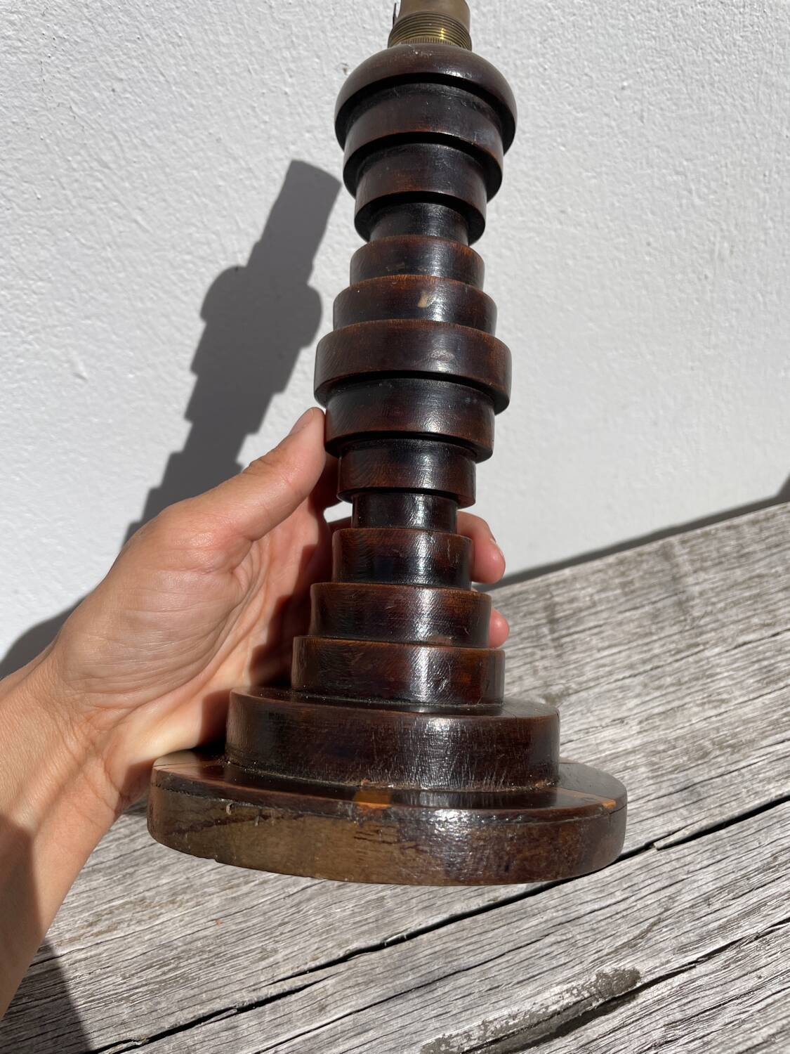 Art Deco Turned Wood Lamp Base