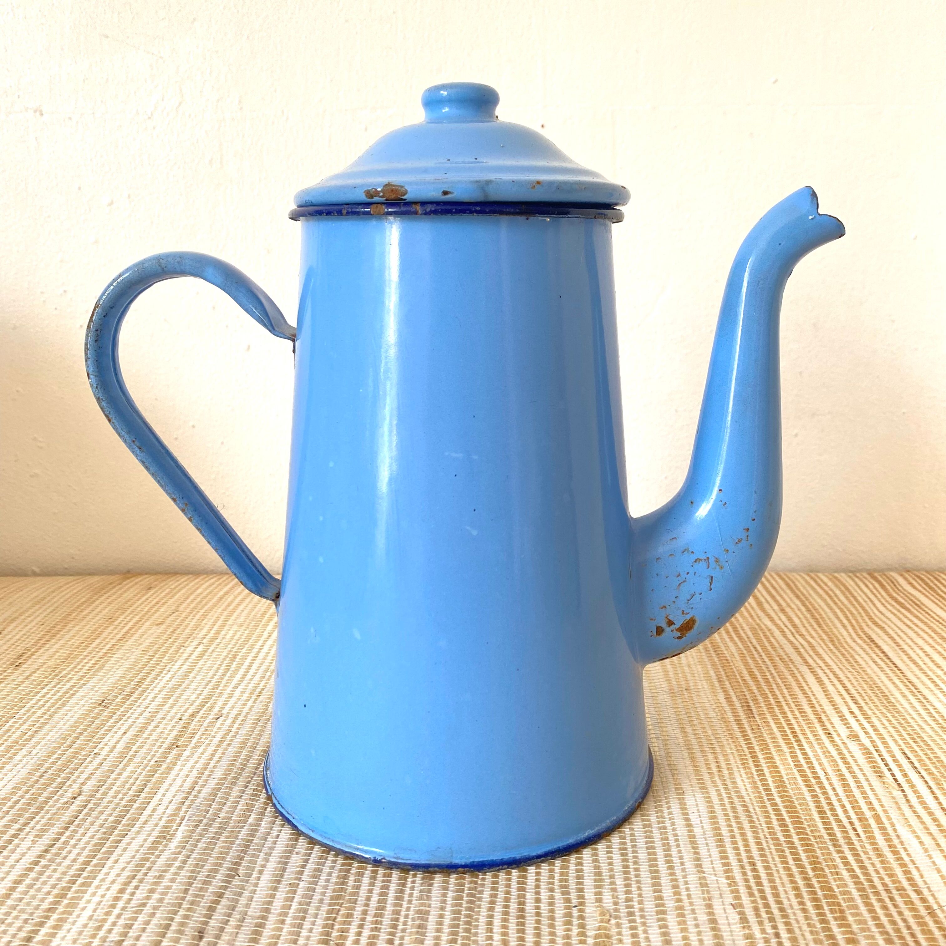 Enamelled tin coffee pot