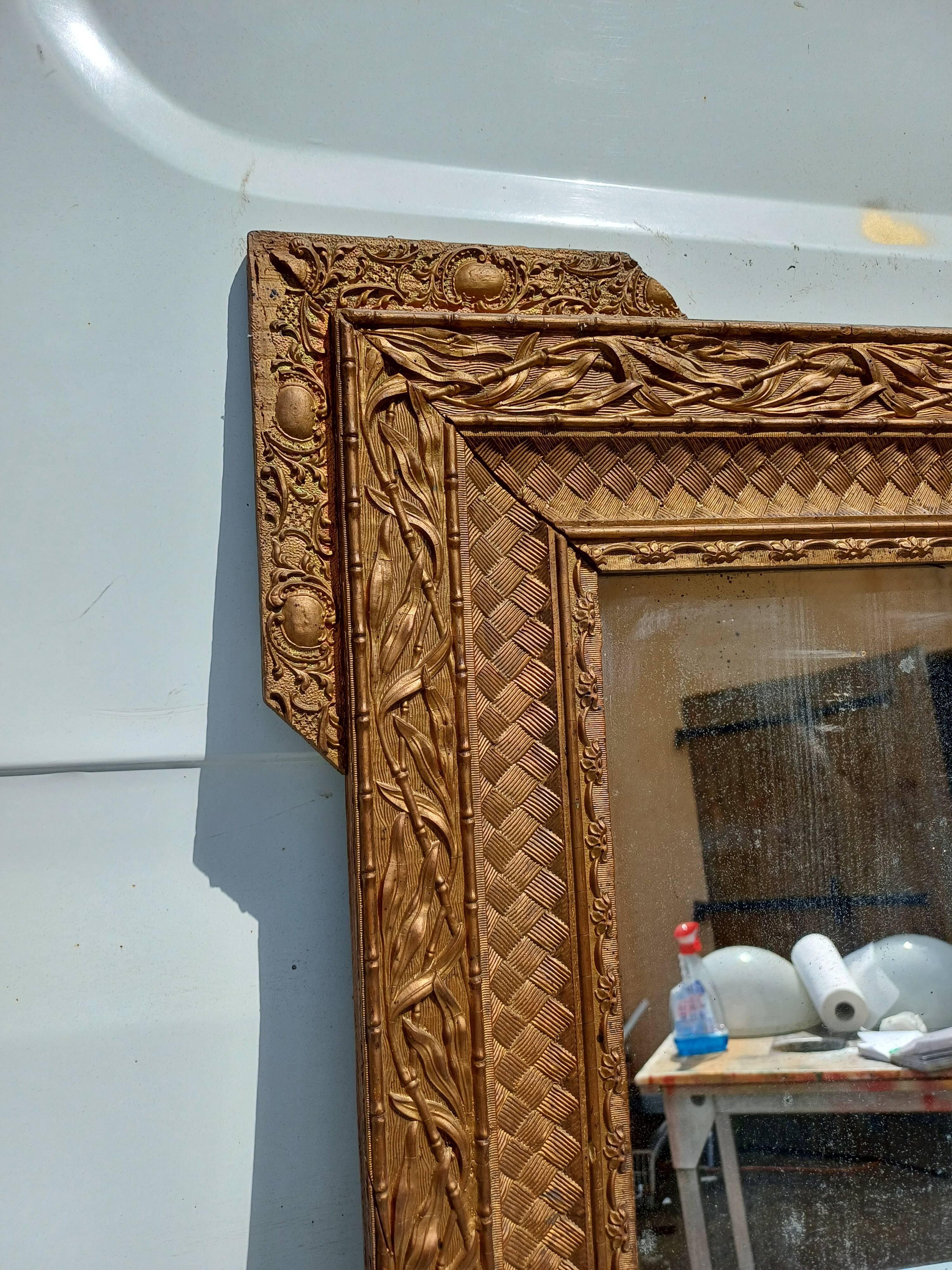Wood and gilded Stuk mirror 19th