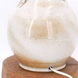 Beige marsh sandstone lamp with handles, brown lampshade